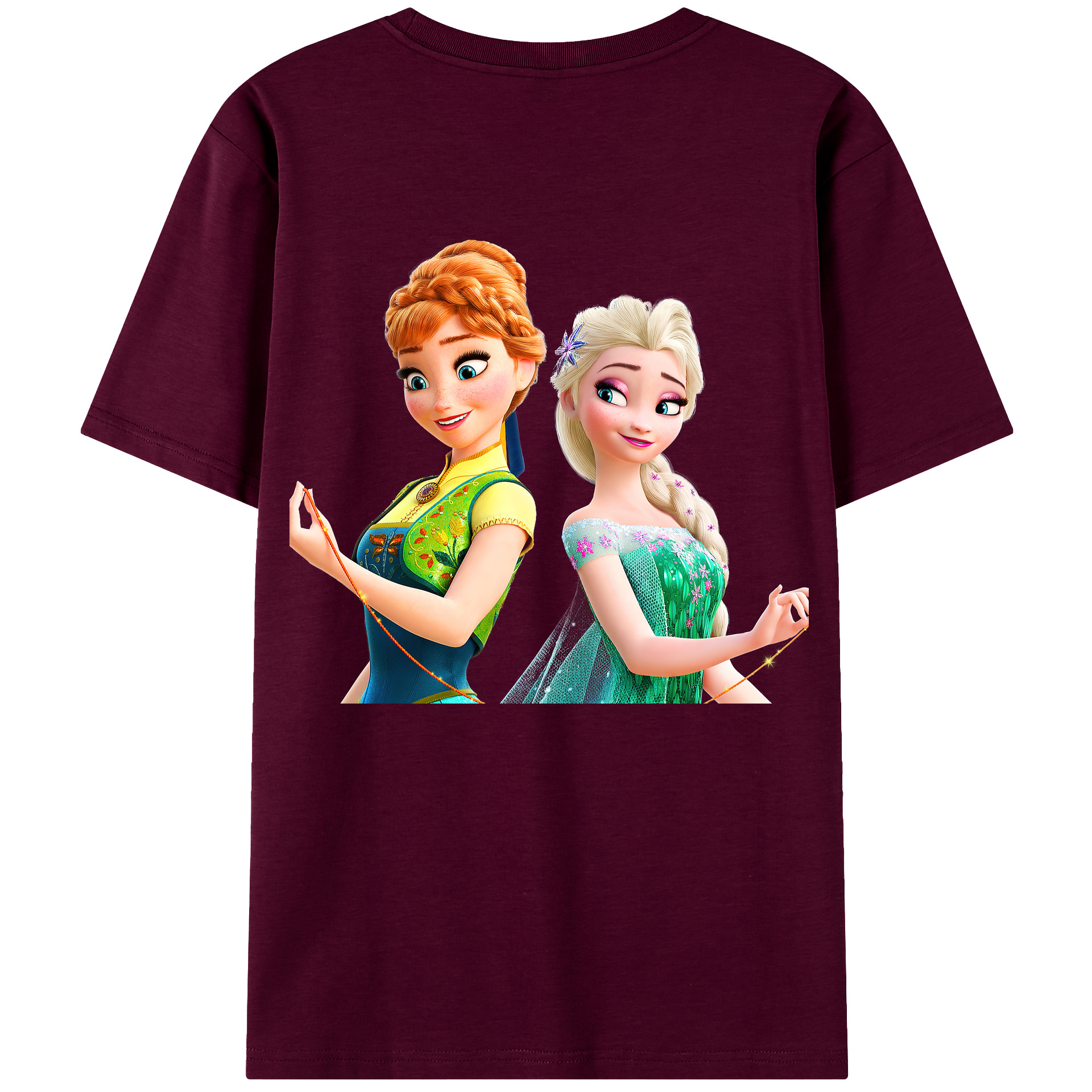 （画像用） アナと雪の女王 アンナ エルサ Frozen Anna Elsa レディース半袖Tシャツ(バックプリント)